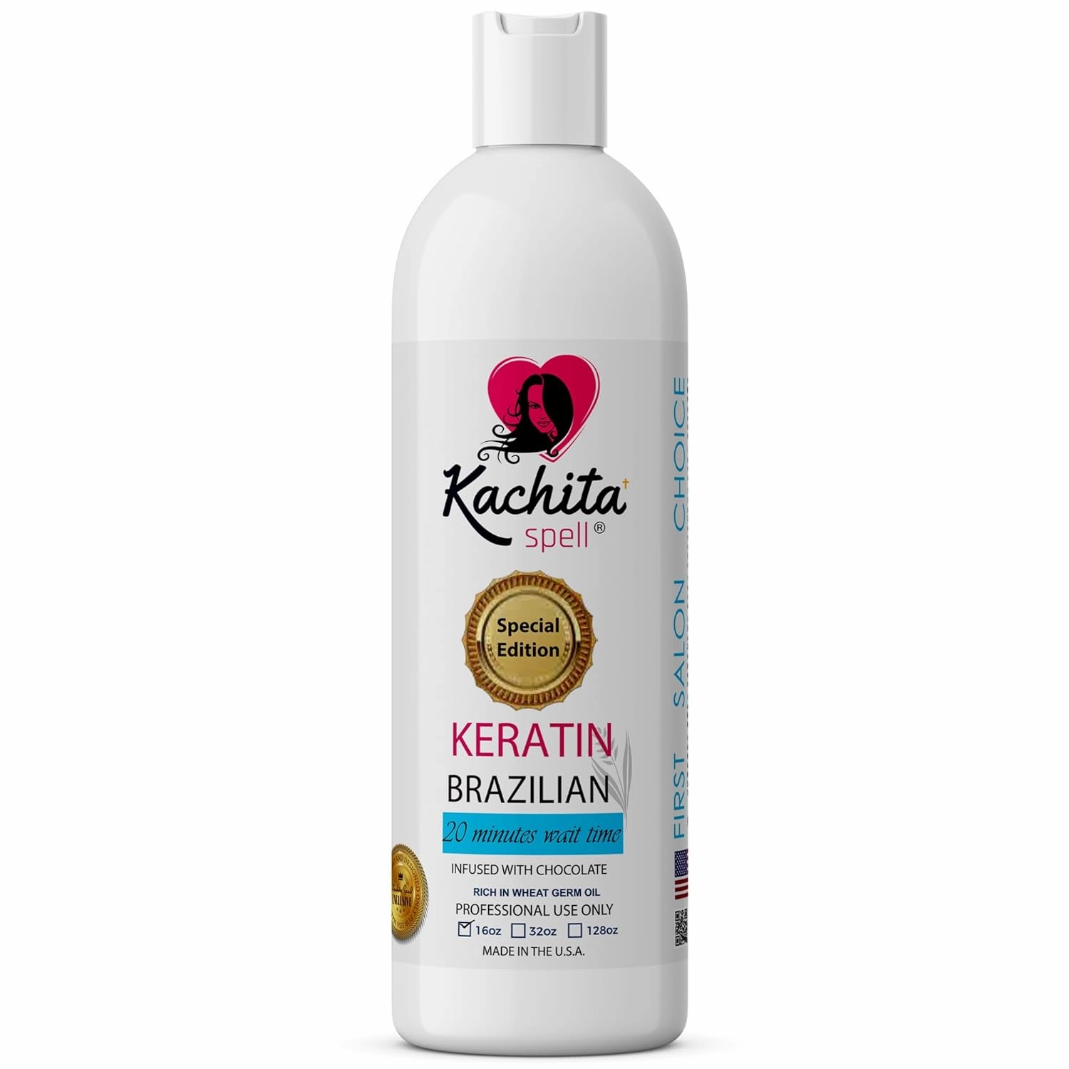 Kachita Spell New Brazilian Keratin Hair Treatment Chocolate LONG Lasting Keratin Treatment with Argan Oil Straightening Smoothing Professional Results All Hair Types Made in USA 16 floz