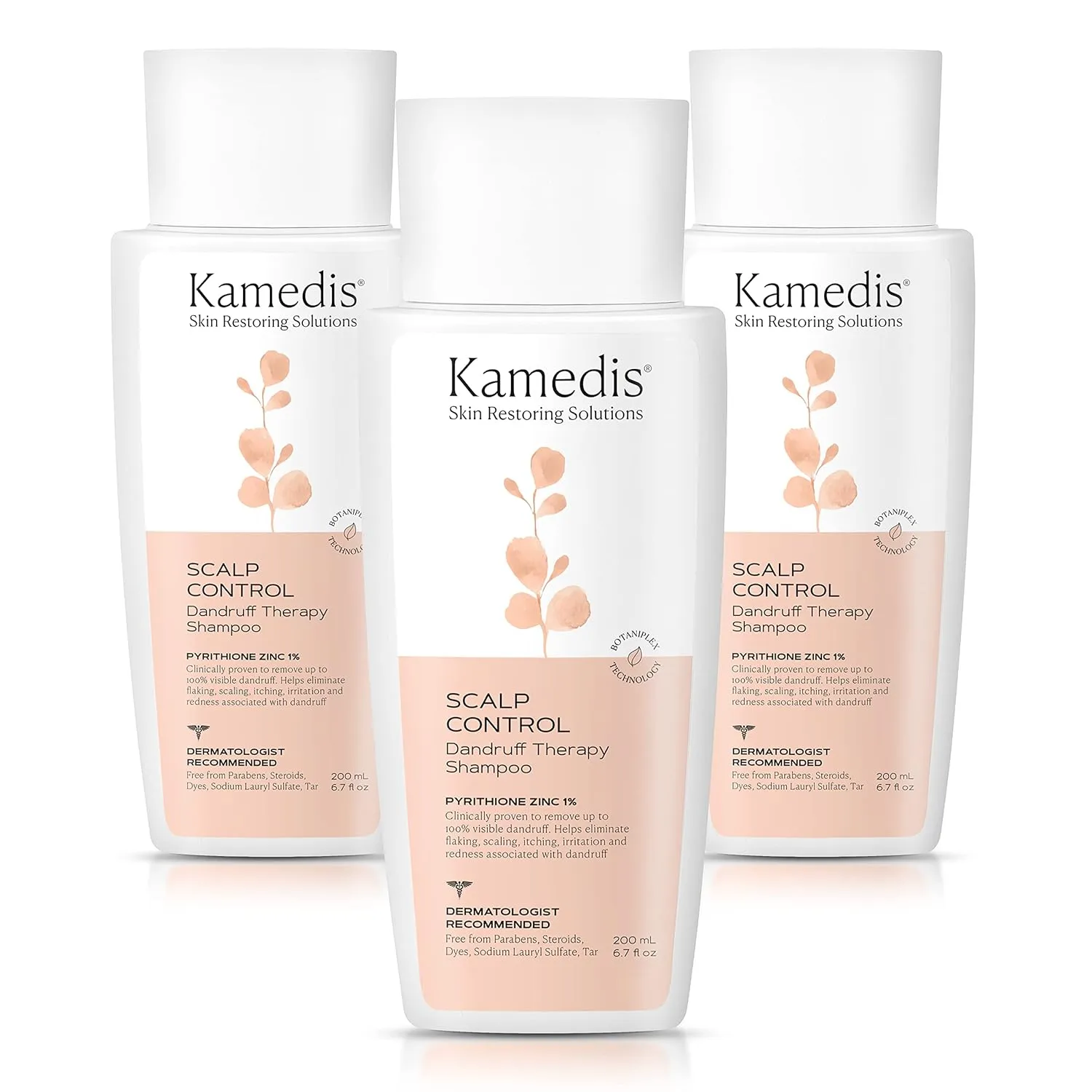 KAMEDIS Anti-Dandruff Therapy Shampoo. For Dry, Itchy, Flaky, Sensitive Scalp and Seborrheic Dermatitis. Contains 1% Zinc Pyrithione and Salicylic Acid. Hair & Head Treatment. 20.1 Fl Oz. (3pk)