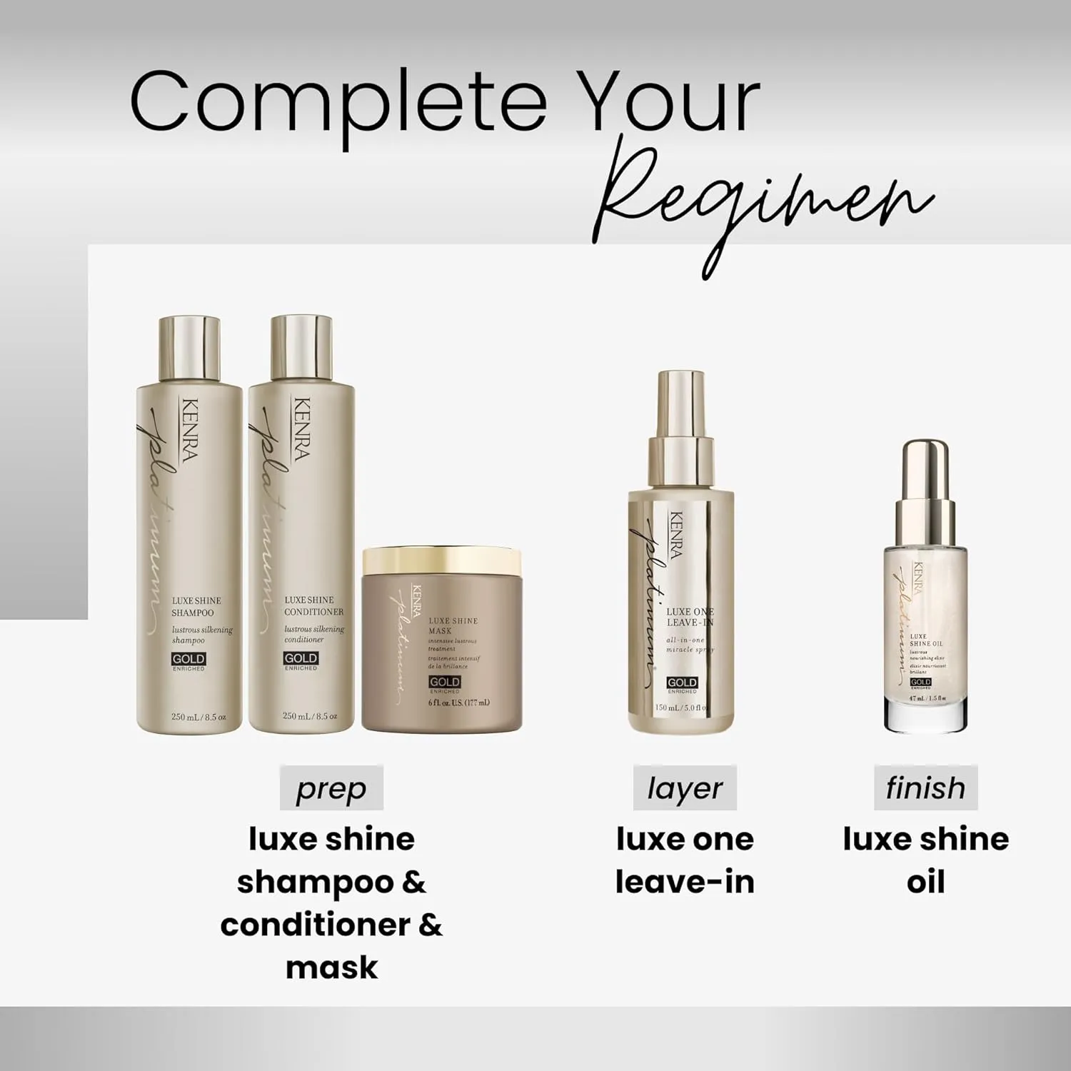 Kenra Platinum Luxe Shine Shampoo/Conditioner | Gold Enriched | Transforms Dull And Lifeless Strands To Glamorous And Full-Bodied Hair | All Hair Types | 8.5 fl. Oz (Set)