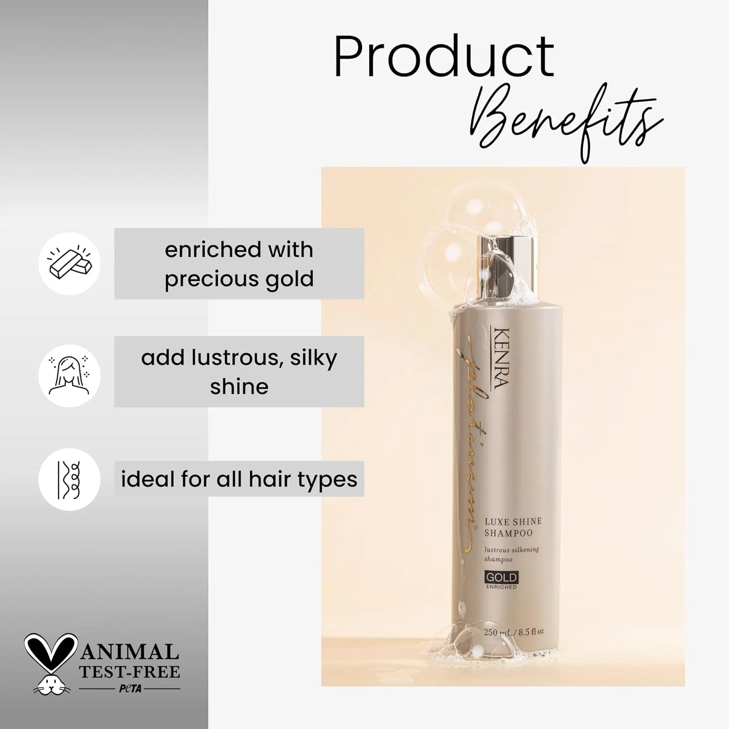 Kenra Platinum Luxe Shine Shampoo/Conditioner | Gold Enriched | Transforms Dull And Lifeless Strands To Glamorous And Full-Bodied Hair | All Hair Types | 8.5 fl. Oz (Set)