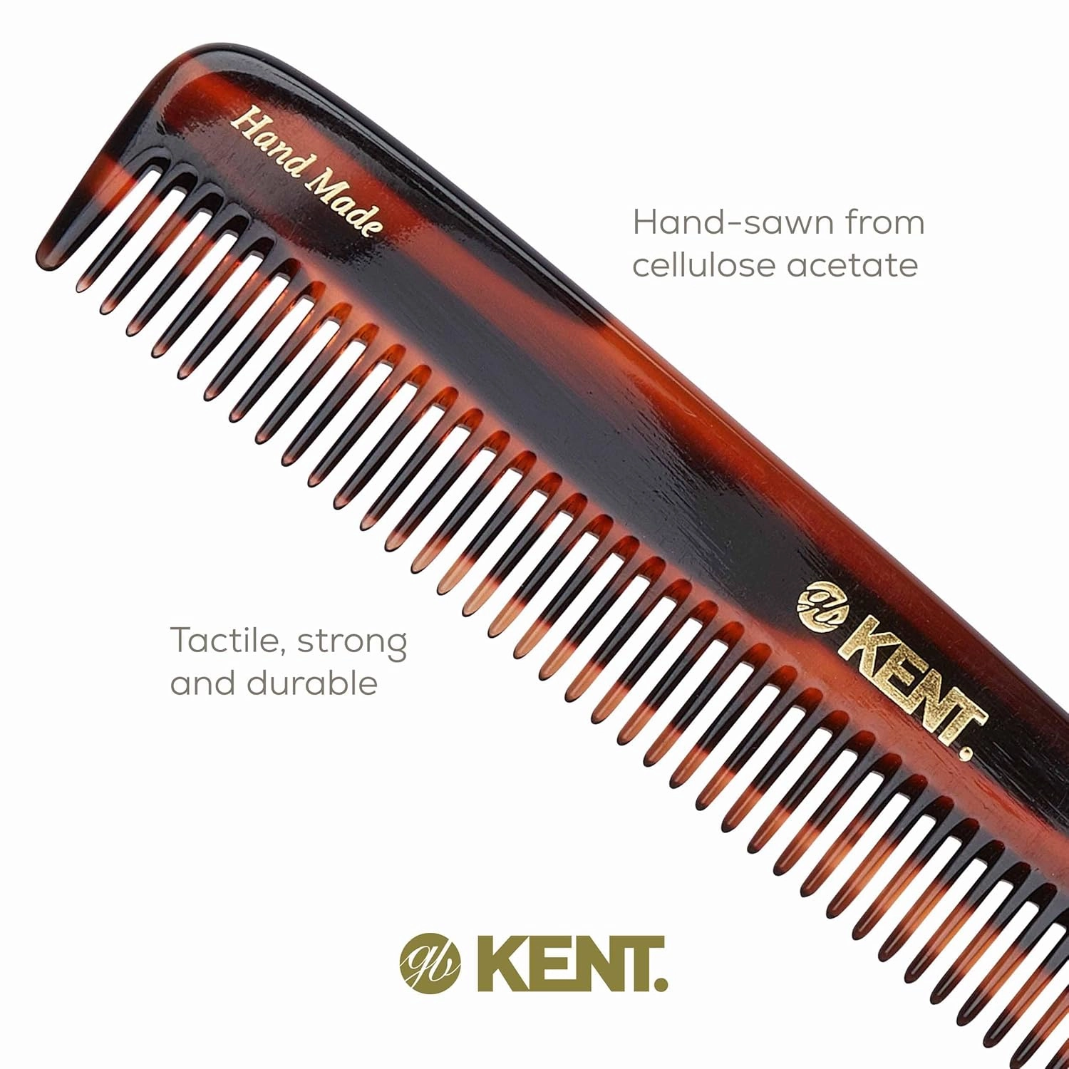 Kent R9T All Coarse Hair Detangling Comb Wide Teeth Dressing Table Comb for Thick Curly Wavy Hair. Hair Detangler Comb for Grooming Styling Hair, Beard and Mustache. Saw-Cut. Handmade in England