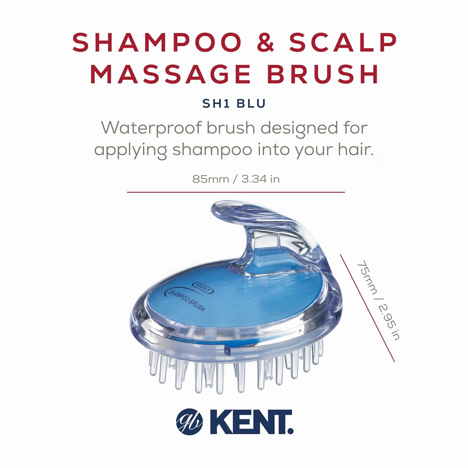 Kent SH1 BLU Scalp Scrubber - Hair Brush & Scalp Exfoliator with 42 Soft Rubber Bristles for Shower Massage & Hair Growth