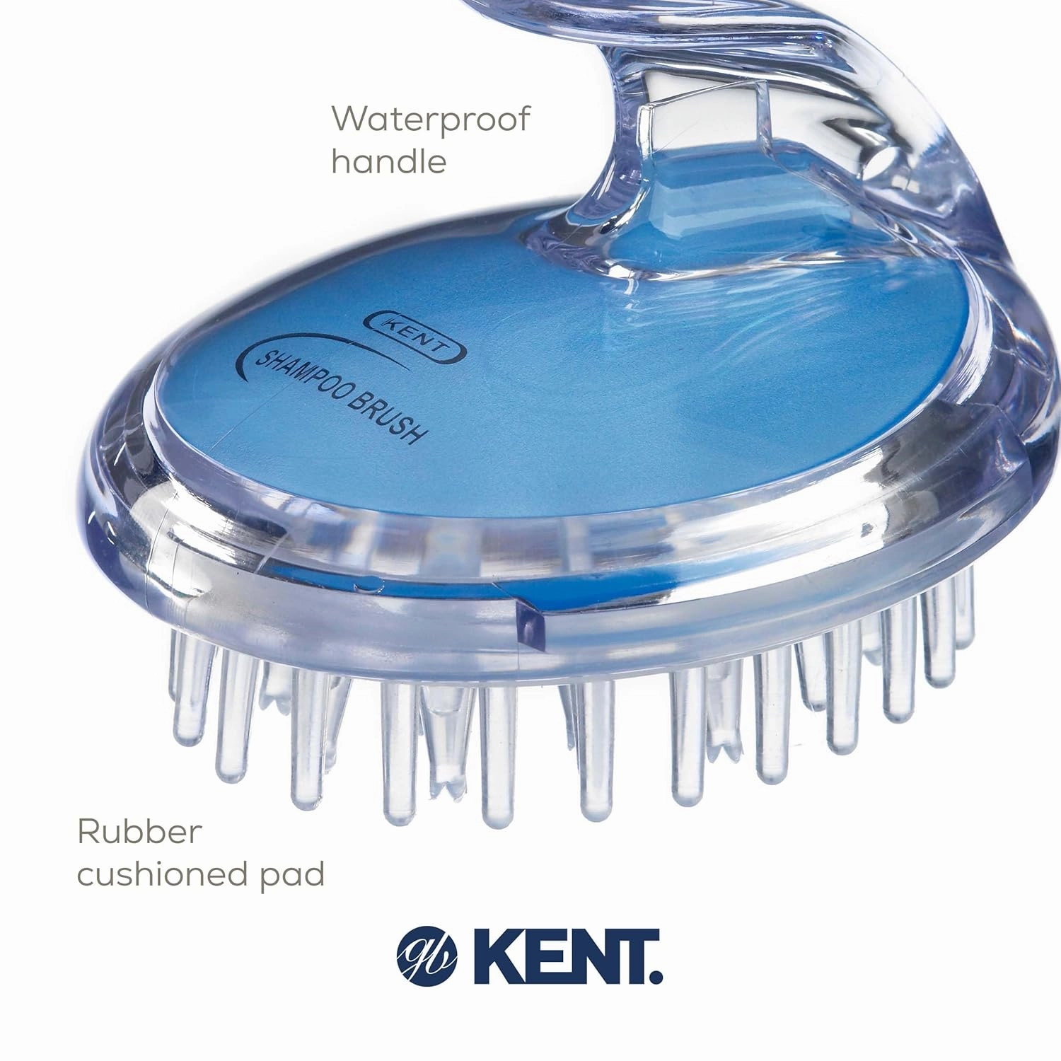 Kent SH1 BLU Scalp Scrubber - Hair Brush & Scalp Exfoliator with 42 Soft Rubber Bristles for Shower Massage & Hair Growth