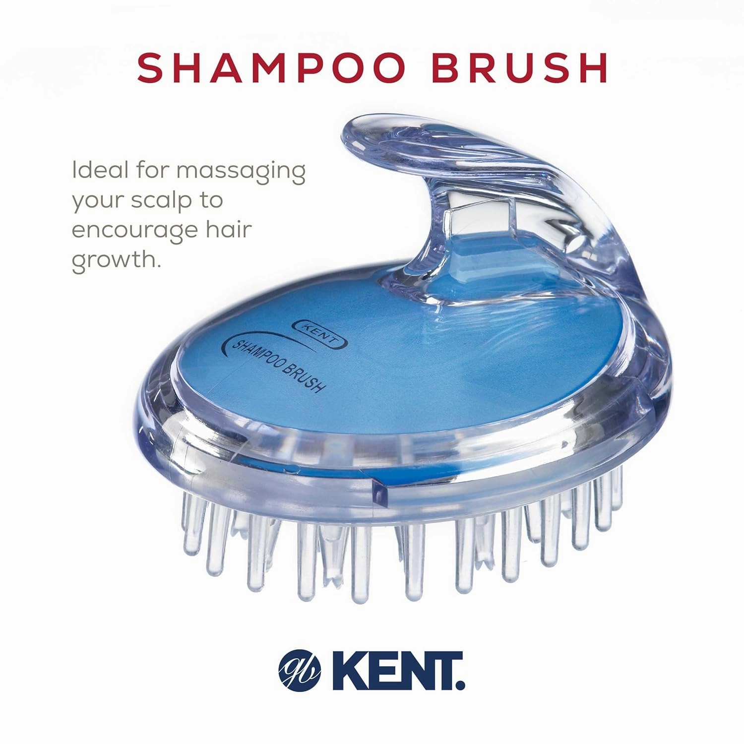 Kent SH1 BLU Scalp Scrubber - Hair Brush & Scalp Exfoliator with 42 Soft Rubber Bristles for Shower Massage & Hair Growth