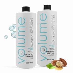 KERAGEN - Volumizing Shampoo & Conditioner for Fine Hair - Boosts Volume & Nourishes