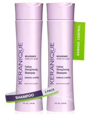 Keranique Keratin Shampoo Damage Control for Thinning Hair, Hair Growth | Keratin Amino Complex, Free of Sulfates, Dyes and Parabens, 8 Fl Oz (pack of 2)