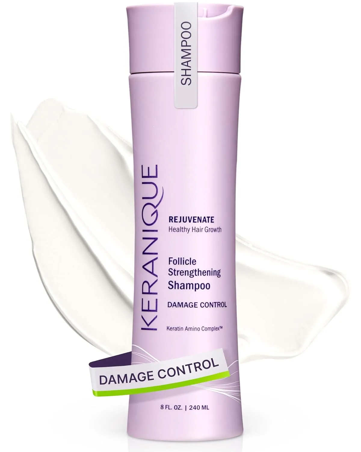 Keranique Scalp Replenishing Keratin Shampoo Damage Control for Thinning Hair, Hair Growth | Keratin Amino Complex, Free of Sulfates, Dyes and Parabens, 8 Fl Oz