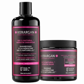 Kerargan - Ultra Repairing Keratin Shampoo & Mask Duo for Damaged and Stressed Hair - Nourishes, Smoothens & Protects - Sulfate-Free, Non-GMO, Silicone-Free - 2x16.9 Fl oz