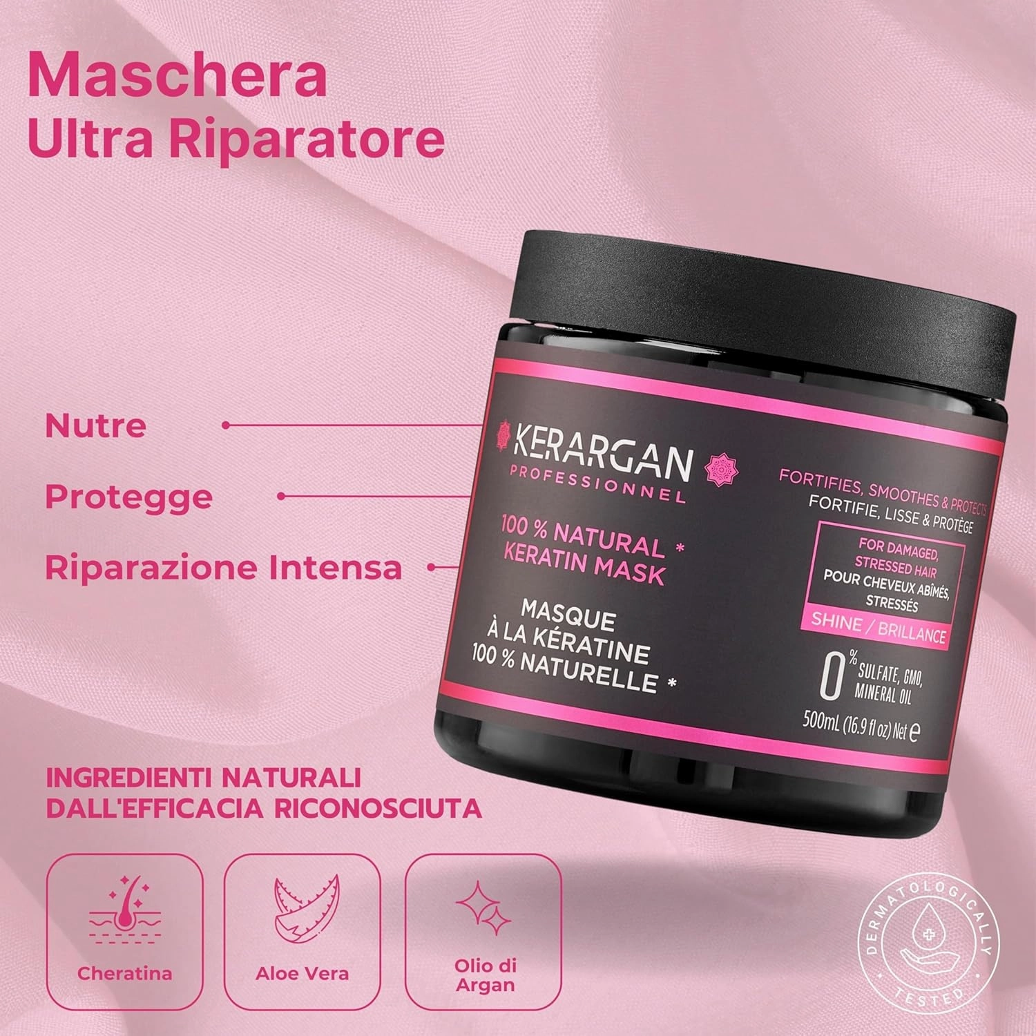 Kerargan - Ultra Repairing Keratin Shampoo & Mask Duo for Damaged and Stressed Hair - Nourishes, Smoothens & Protects - Sulfate-Free, Non-GMO, Silicone-Free - 2x16.9 Fl oz
