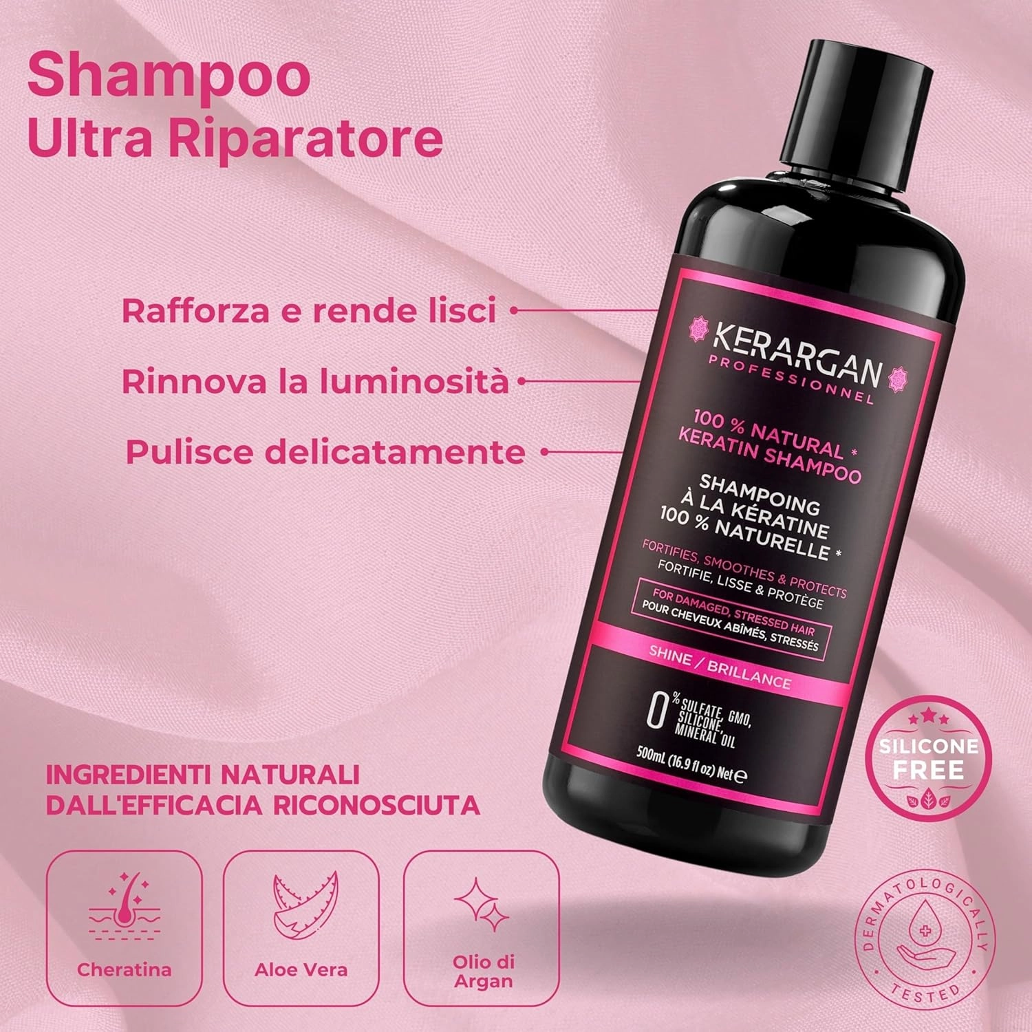 Kerargan - Ultra Repairing Keratin Shampoo & Mask Duo for Damaged and Stressed Hair - Nourishes, Smoothens & Protects - Sulfate-Free, Non-GMO, Silicone-Free - 2x16.9 Fl oz
