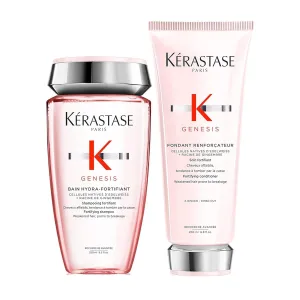 Kerastase Genesis Hydra-Fortifiant Shampoo and Conditioner Set | Anti-Breakage & Strengthening For Weak or Damaged Hair | Hydrates Hair | Silicone Free | For Fine or Oily Hair