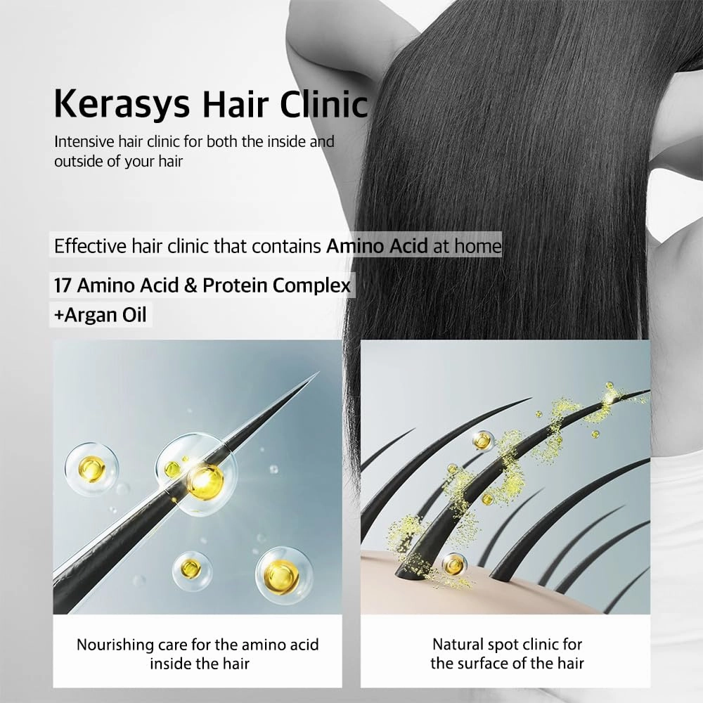 Kerasys Hair Clinic Protein Care System for Damaged Hair Argan Oil REPAIRING 20.2 fl oz / 600 ml (Shampoo 2-Pack)