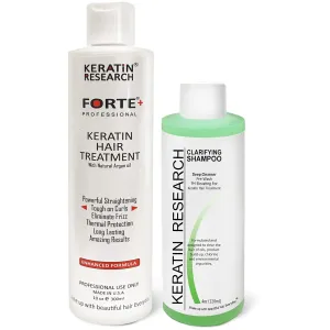 Keratin Forte Brazilian Blowout Treatment with Enhanced Moroccan Oil Formula for Curly Hair - Clarifying Shampoo, Extra Strength 300ml