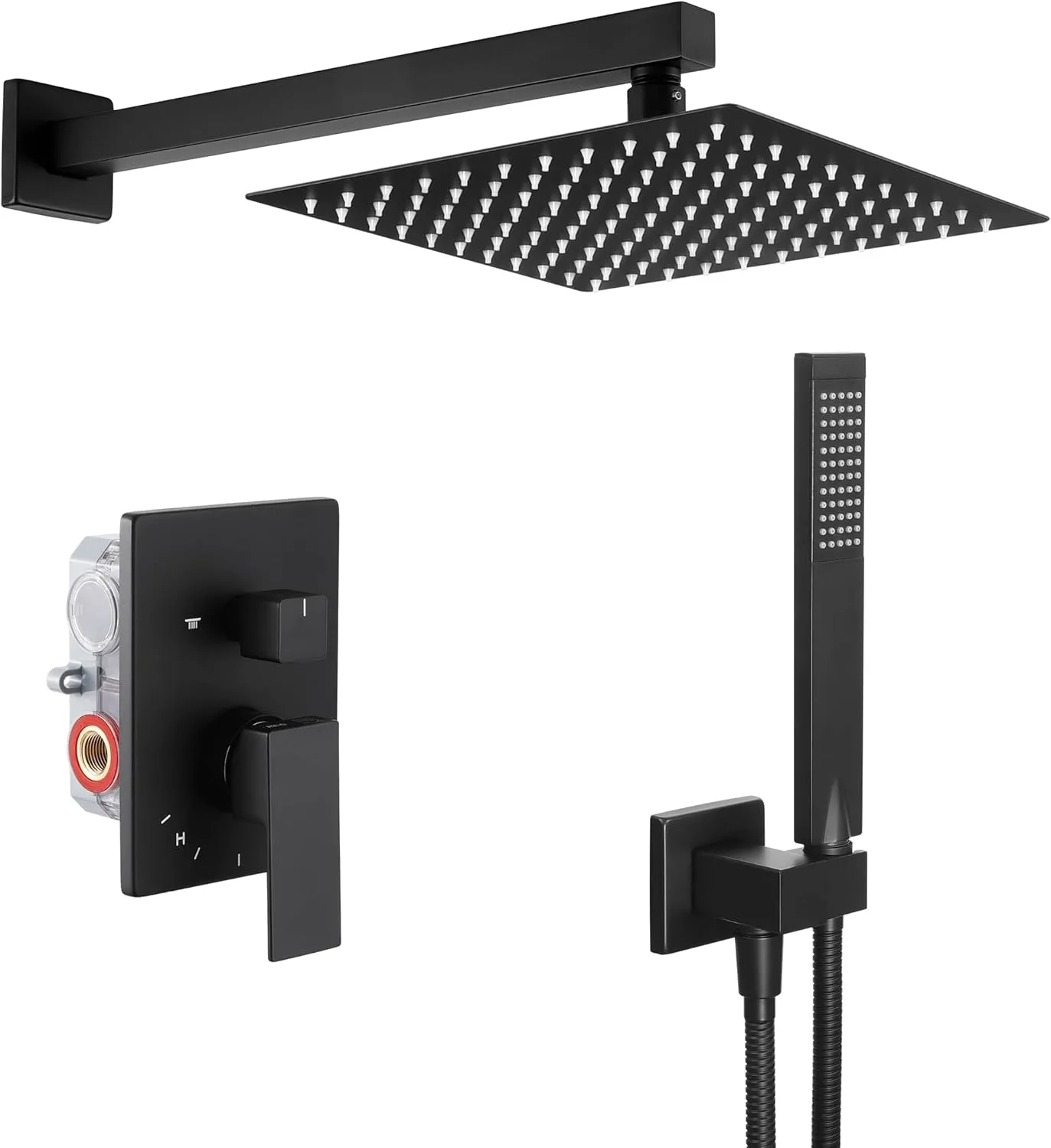 KES Shower Faucet Set, 10 Inches Rain Shower Head with Handheld Spray, Shower System Pressure Balance Wall Mounted (cUPC Certified Shower Valve Included), Matte Black, XB6230F18-BK