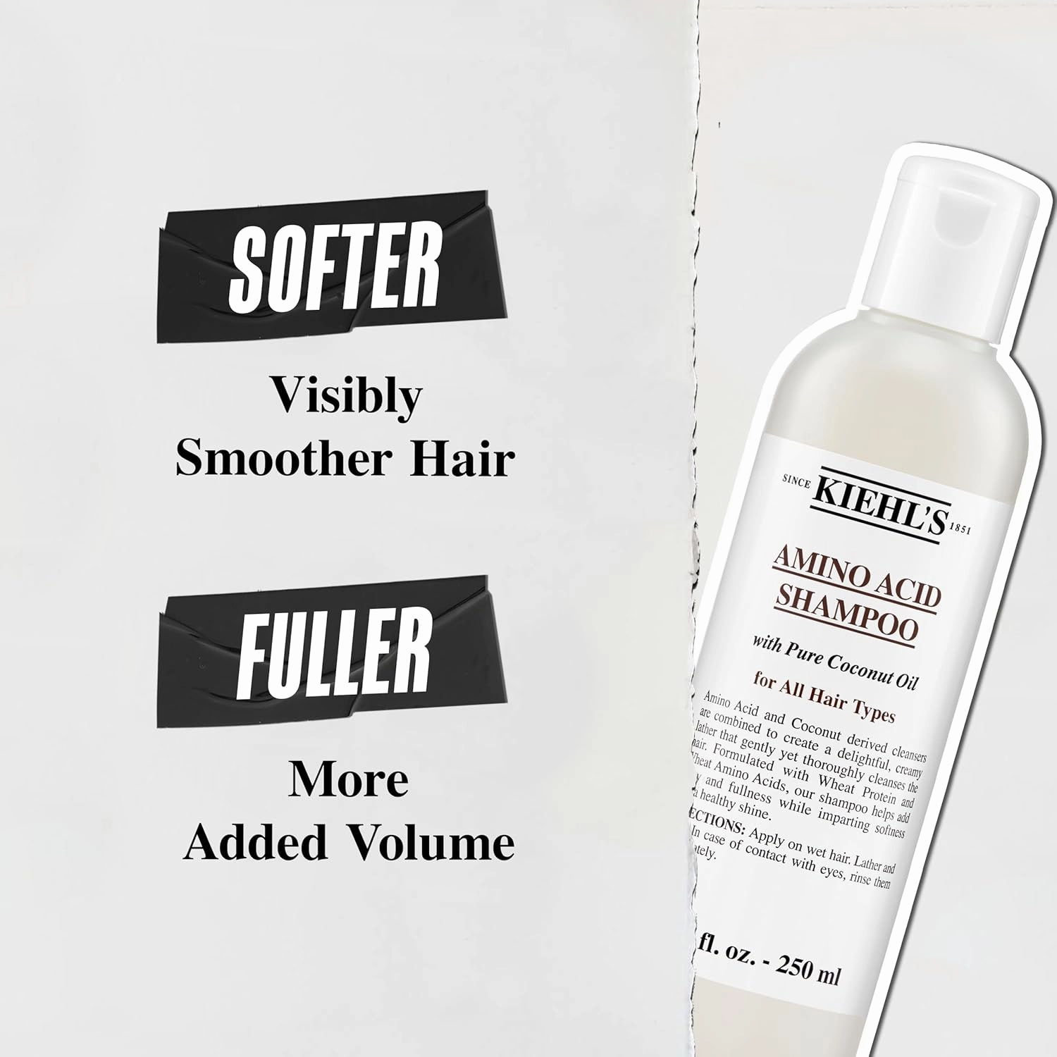 Kiehl's Amino Acid Shampoo, with Amino Acids and Coconut Oil to Clarify and Cleanse, Helps Strengthen Hair, Prevent Breakage, Without Compromising Hydration, Suitable for All Hair Types, Paraben-Free