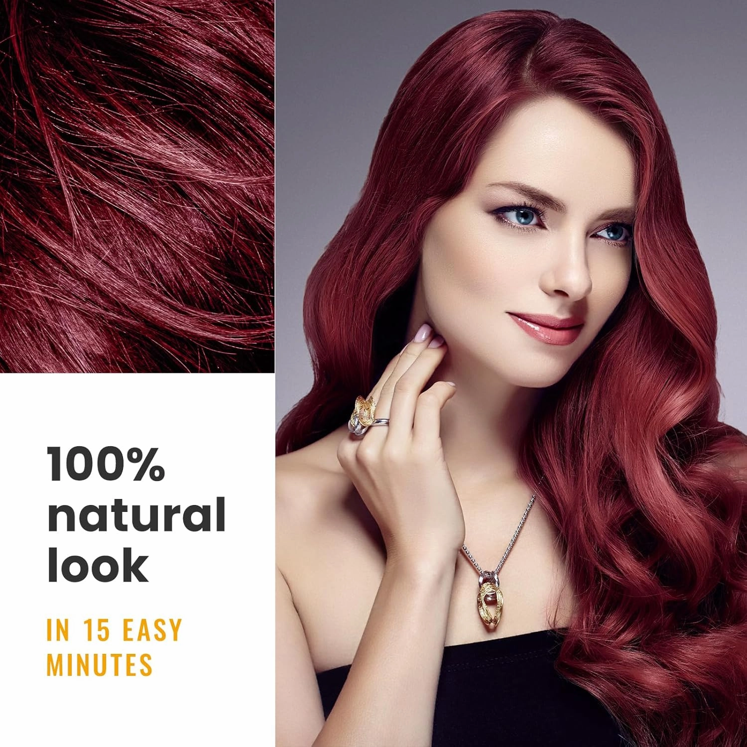 KINGMING Wine Red Hair Dye Shampoo 3 in 1 for Gray Hair, Hair Color Shampoo for Women Men Grey Hair Coverage, Herbal Ingredients Champu Con Tinte Para Canas 500ml (Burgundy)