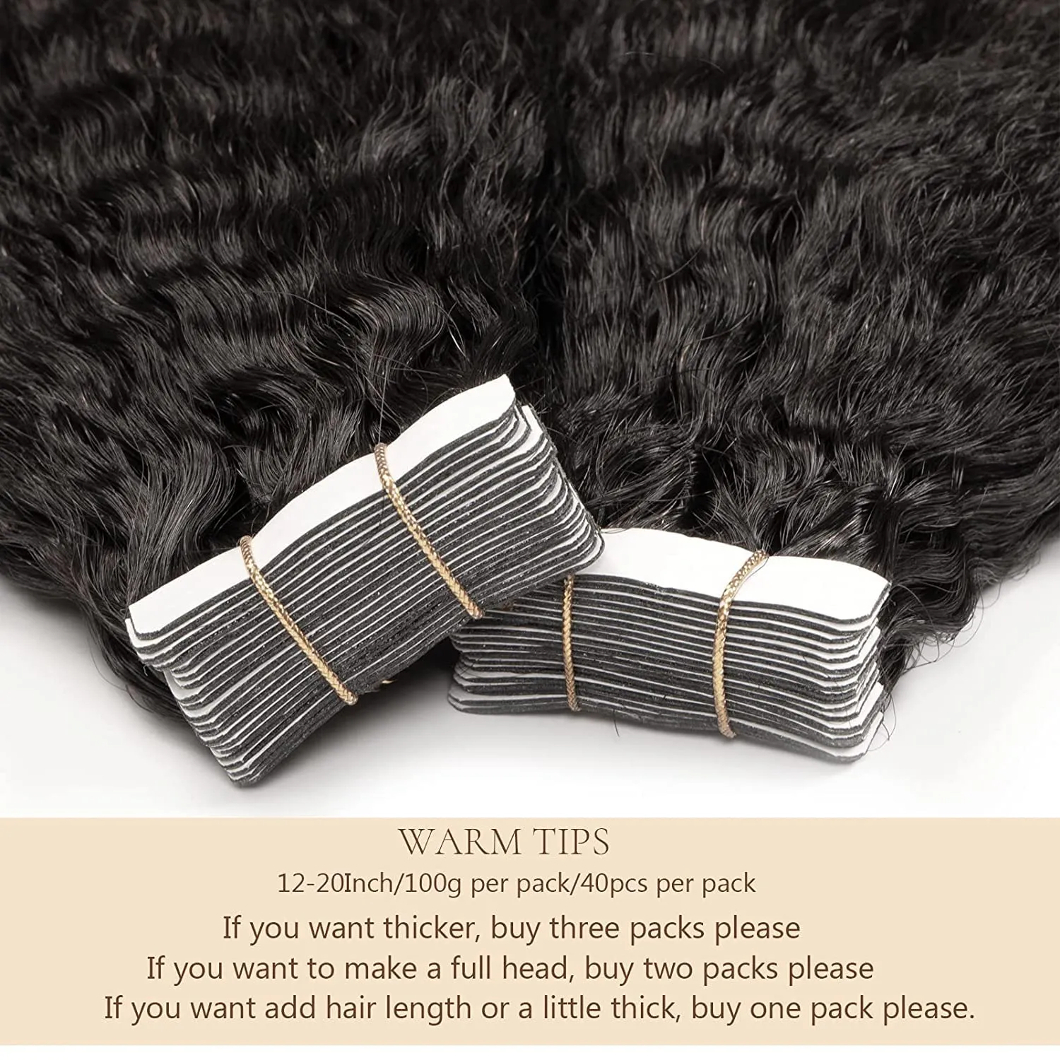 Kinky Straight Human Hair Extensions Tape ins for Black Women Natural Black Curly Invisible Double Sided Remy Kinky Tape Hair Extensions Human Hair Adhesive 12 Inch 16Pieces 40g Recommended