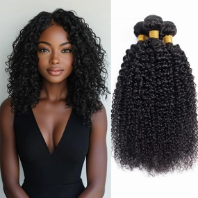 Kinky Curly Bundles Human Hair 8 10 12 Inch Brazilian Curly Wave Hair Unprocessed Virgin Remy Hair Perfect for Black Women 3 Bundles Pack