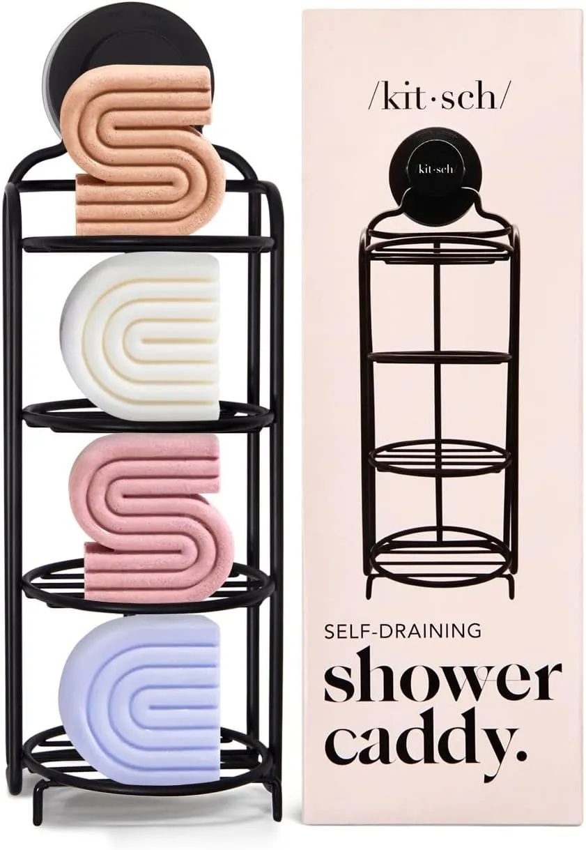 Kitsch Shower Caddy Bar Soap Holder - Rust Proof, Shower Caddy Portable, w/Strong Suction Cup for Bathroom Wall & Corner, Stainless Holder for Shampoo, Conditioner & Any Soap Bars, No Drilling Rack