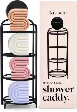 Kitsch Shower Caddy Bar Soap Holder - Rust Proof, Shower Caddy Portable, w/Strong Suction Cup for Bathroom Wall & Corner, Stainless Holder for Shampoo, Conditioner & Any Soap Bars, No Drilling Rack