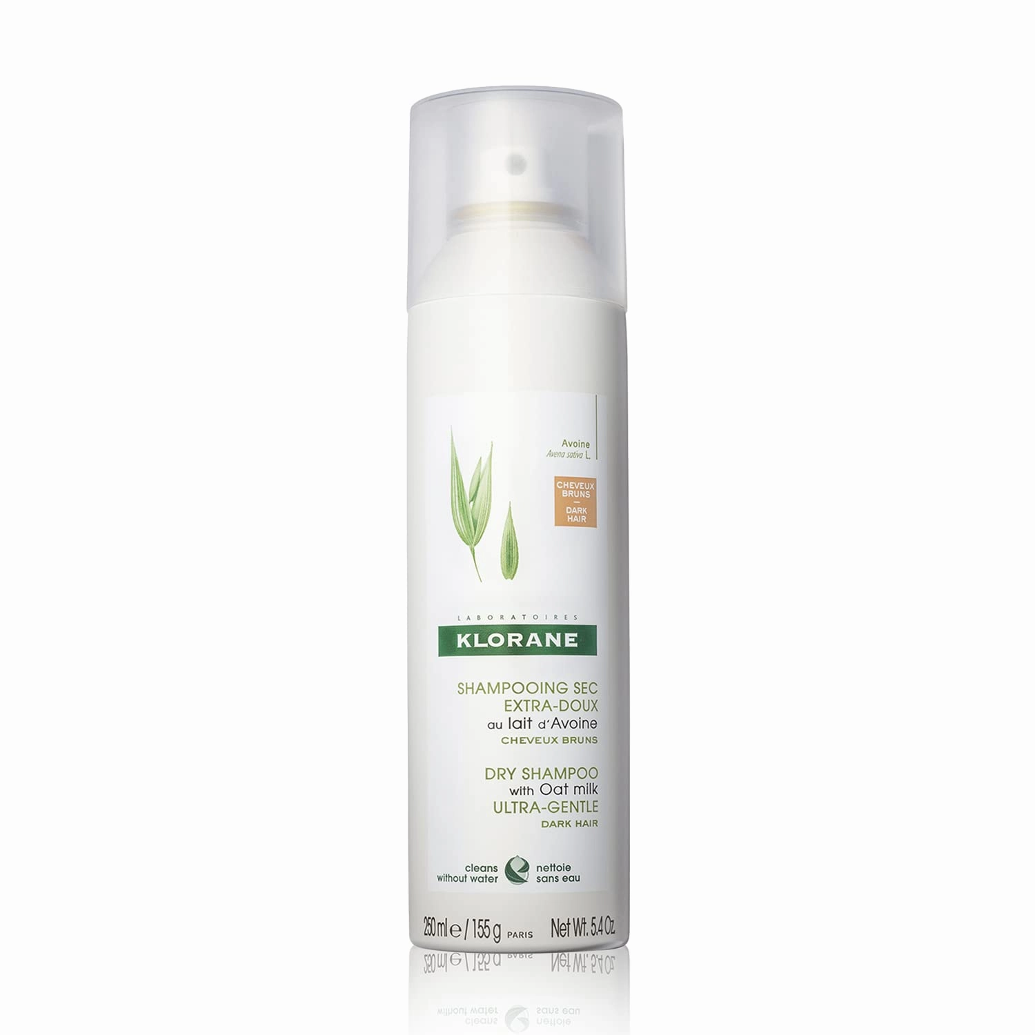 Klorane Dry Shampoo with Oat Milk, For Dark Hair, Natural Tint, All Hair Types, Paraben & Sulfate-Free