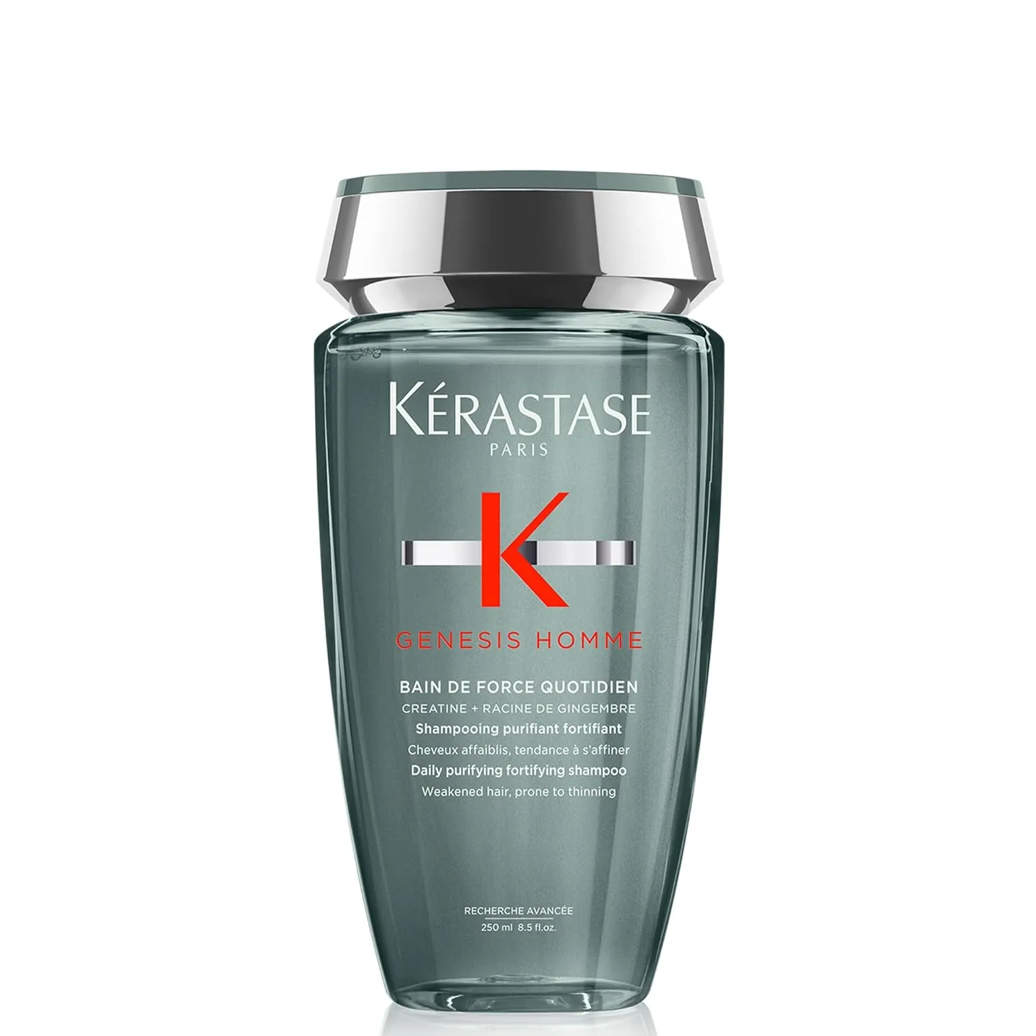 KÉRASTASE Men'sGenesis Homme Bain De force Shampoo, Deep Cleansing, Cooling, Strengthening & Hydrating for Scalp, Hair & Beard for Weakened Hair, 8.5 Fl Oz