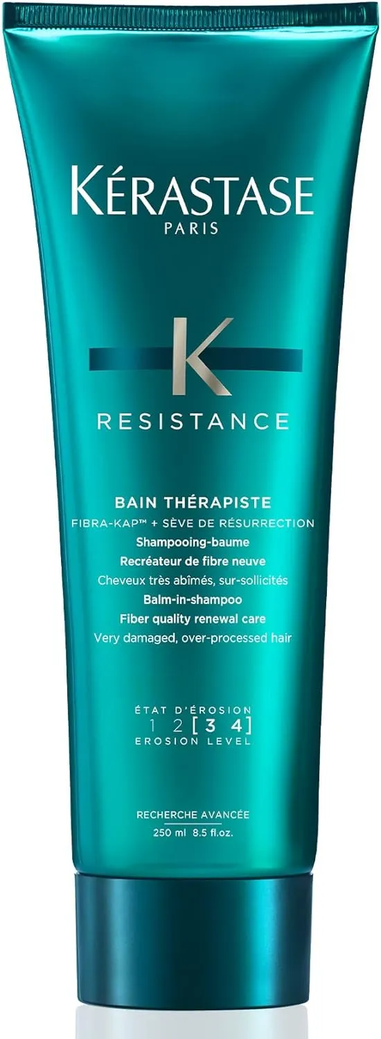 KÉRASTASE Resistance Bain Therapiste Shampoo, Repairing Gel Shampoo, Soothing Texture for Itchy Scalp, Heat Protectant with Protein for Weak Hair for Over-Processed and Damaged Hair, 8.5 Fl Oz