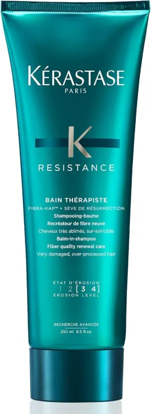 KÉRASTASE Resistance Bain Therapiste Shampoo, Repairing Gel Shampoo, Soothing Texture for Itchy Scalp, Heat Protectant with Protein for Weak Hair for Over-Processed and Damaged Hair, 8.5 Fl Oz