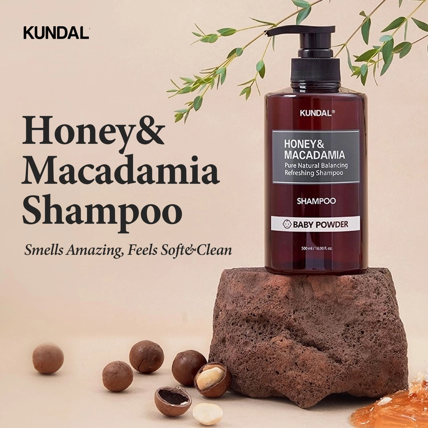 KUNDAL Honey&Macadamia Hydro-Intensive Protein Premium Nature Hair Shampoo [English Rose] Sulfate Free, Macadamia Oil for Damaged Hiar care, Deep Clean & Hydration 600ml (300ml x2ea) 20.28Fl oz