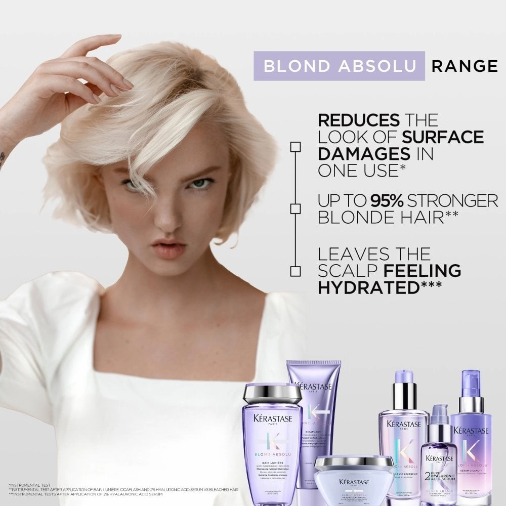 Kérastase Blond Absolu Bain Lumiere Hydrating Illuminating Shampoo 250ml & Cicaflash Treatment 250ml Twin