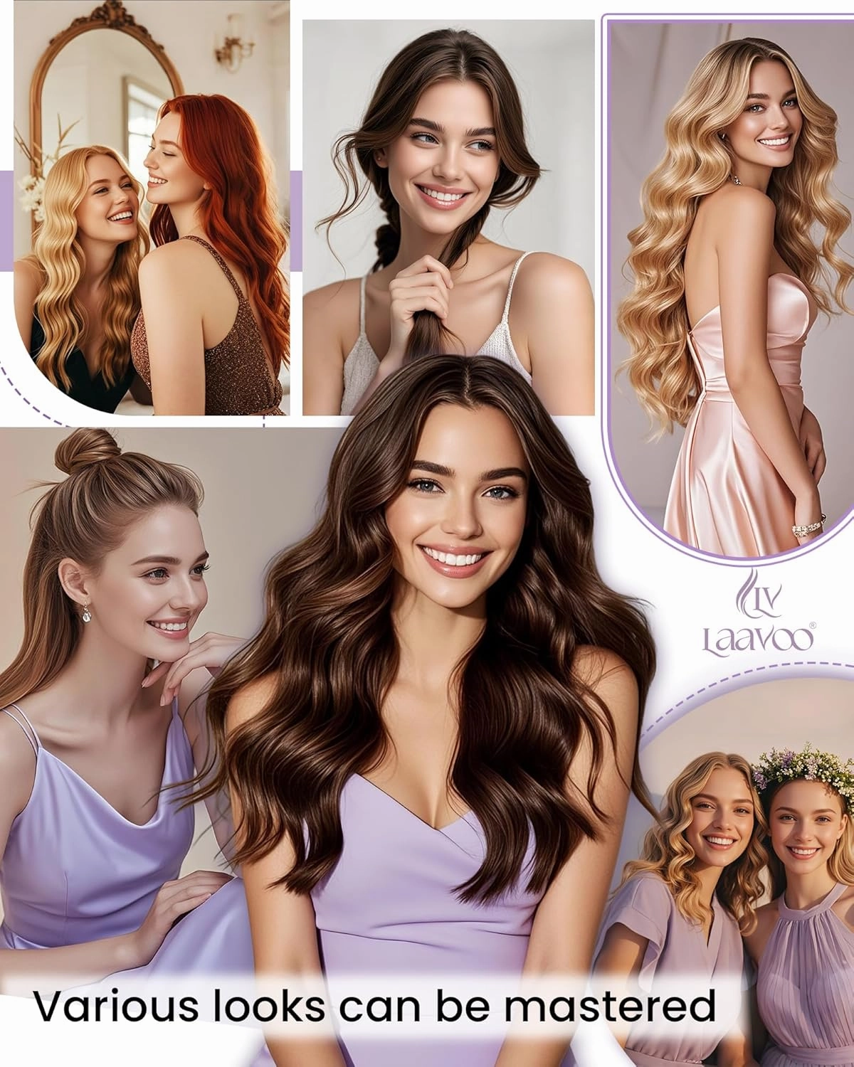LaaVoo Clip in Hair Extensions Golden Blonde Highlights Light Blonde Human Hair Clip in Extensions Blonde Highlights Hair Extensions Clip ins Silky Straight 20 Inch 5pcs 80g
