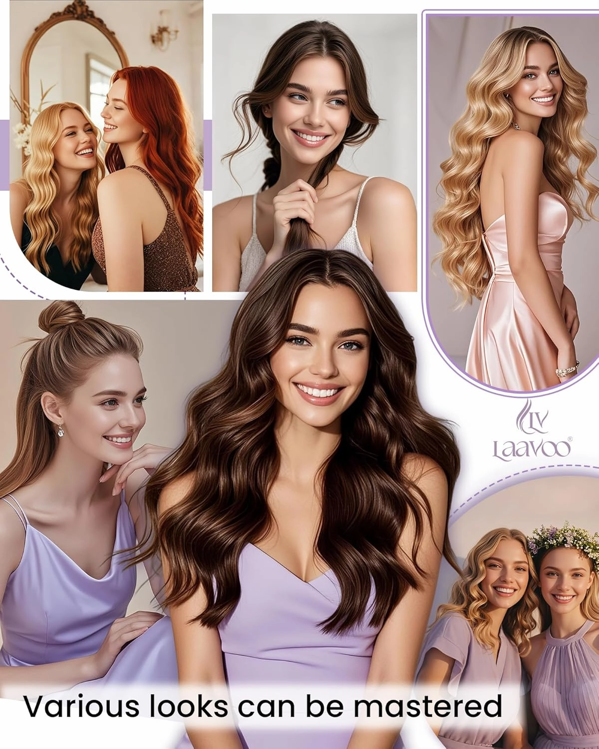 LaaVoo Clip in Hair Extensions Real Human Hair Darkest Brown Hair Extensions Clip ins Dark Brown Human Hair 22 Inch 5pcs 80G