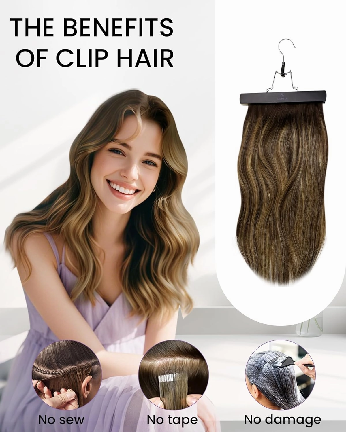 LaaVoo Clip in Hair Extensions Real Human Hair Darkest Brown Hair Extensions Clip ins Dark Brown Human Hair 22 Inch 5pcs 80G