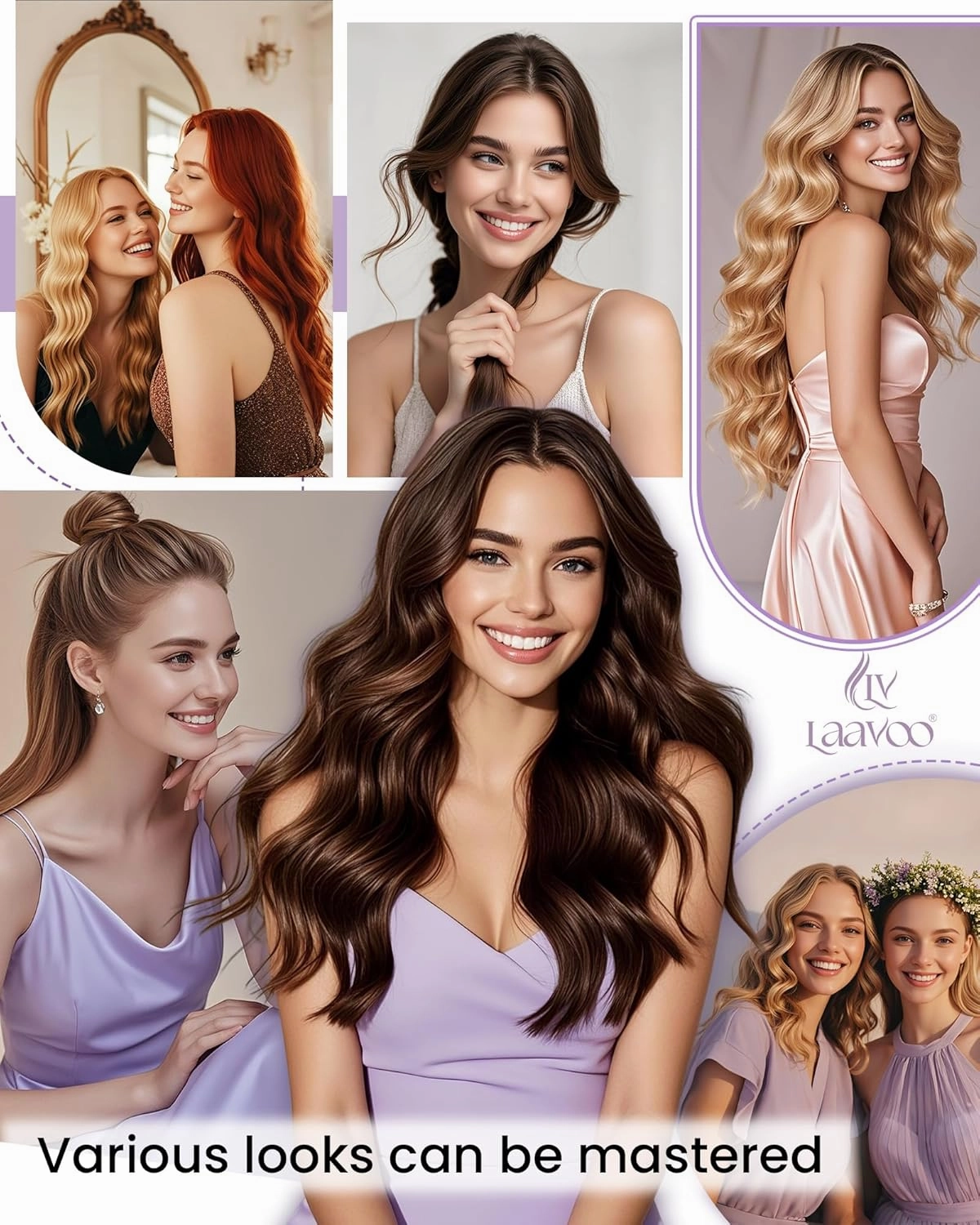 LaaVoo Human Hair Clip in Extensions Golden Blonde Highlights Light Blonde Clip in Hair Extensions Light Blonde Highlights Hair Extensions Clip ins Silky Straight 22 Inch 80g 5pcs