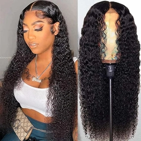 Lace Front Wigs Human Hair Pre Plucked Brazilian Wet and Wavy Synthetic Artificial Human Hair Wigs for Black Women Natural Color Glueless Curly Lace Frontal Wigs (28 Inch)