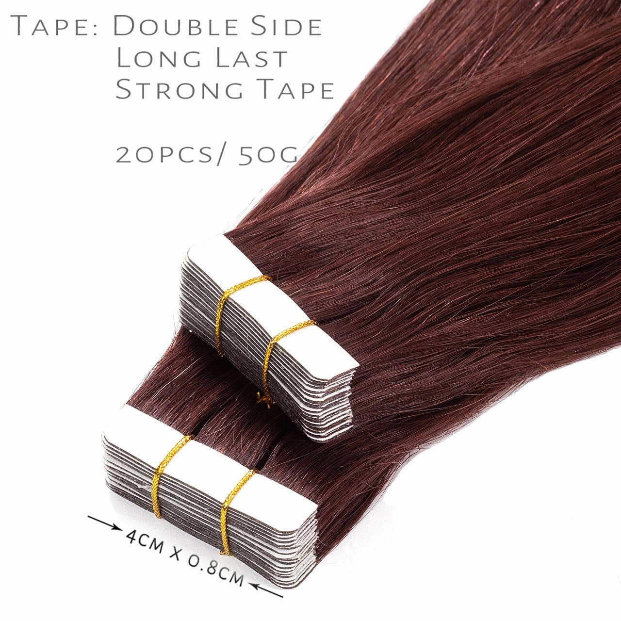 Lacer Burgundy Tape in Human Hair Extensions - Invisible Tape, 22 Inch Double Sided, 50 Gram Seamless Skin Weft, 20 Pcs