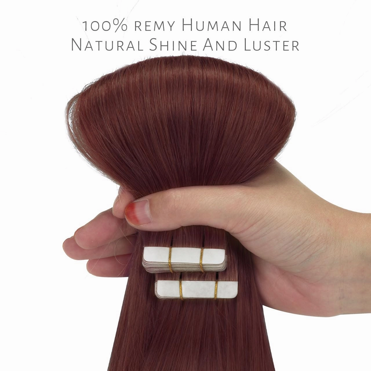 Lacer Burgundy Tape in Human Hair Extensions - Invisible Tape, 22 Inch Double Sided, 50 Gram Seamless Skin Weft, 20 Pcs