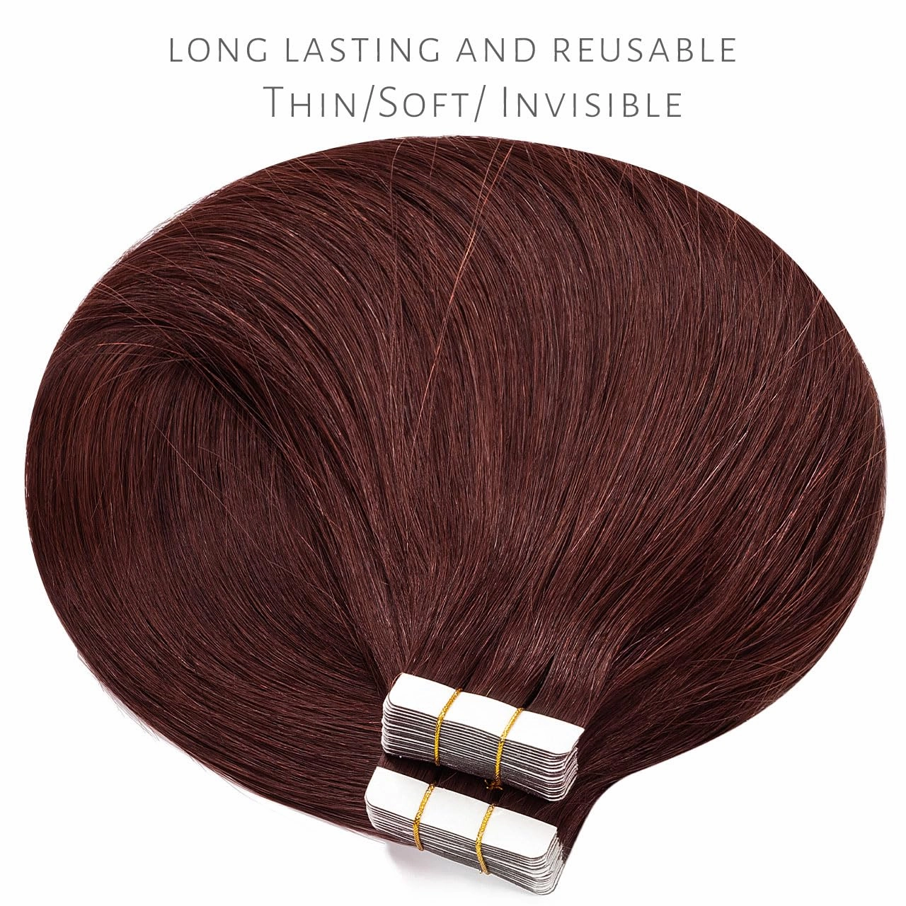 Lacer Tape in Hair Extensions Human Hair Wine Red 14 inches 20pcs 50 Grams Per Pack Burgundy Straight Tape in Real Human Hair Extensions Hair Pieces