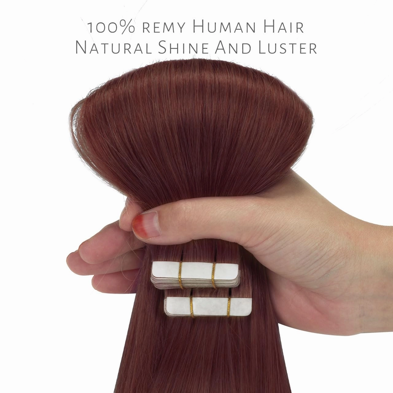 Lacer Tape in Hair Extensions Human Hair Wine Red 14 inches 20pcs 50 Grams Per Pack Burgundy Straight Tape in Real Human Hair Extensions Hair Pieces