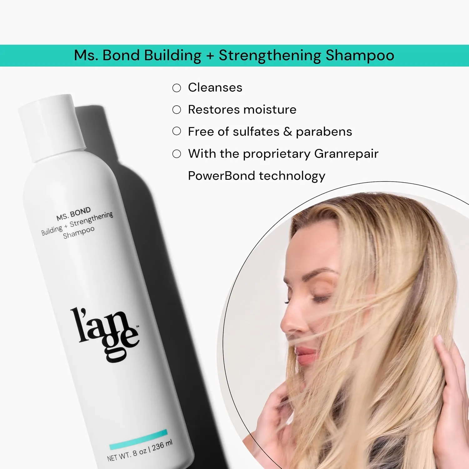 L'ANGE HAIR Ms. Bond Building   Strengthening Shampoo | Restores Hair Bonds | Intensive Treatment for Breakage Recovery | Smooth Finish | Moisturizing Formula | 8 fl oz Bottle