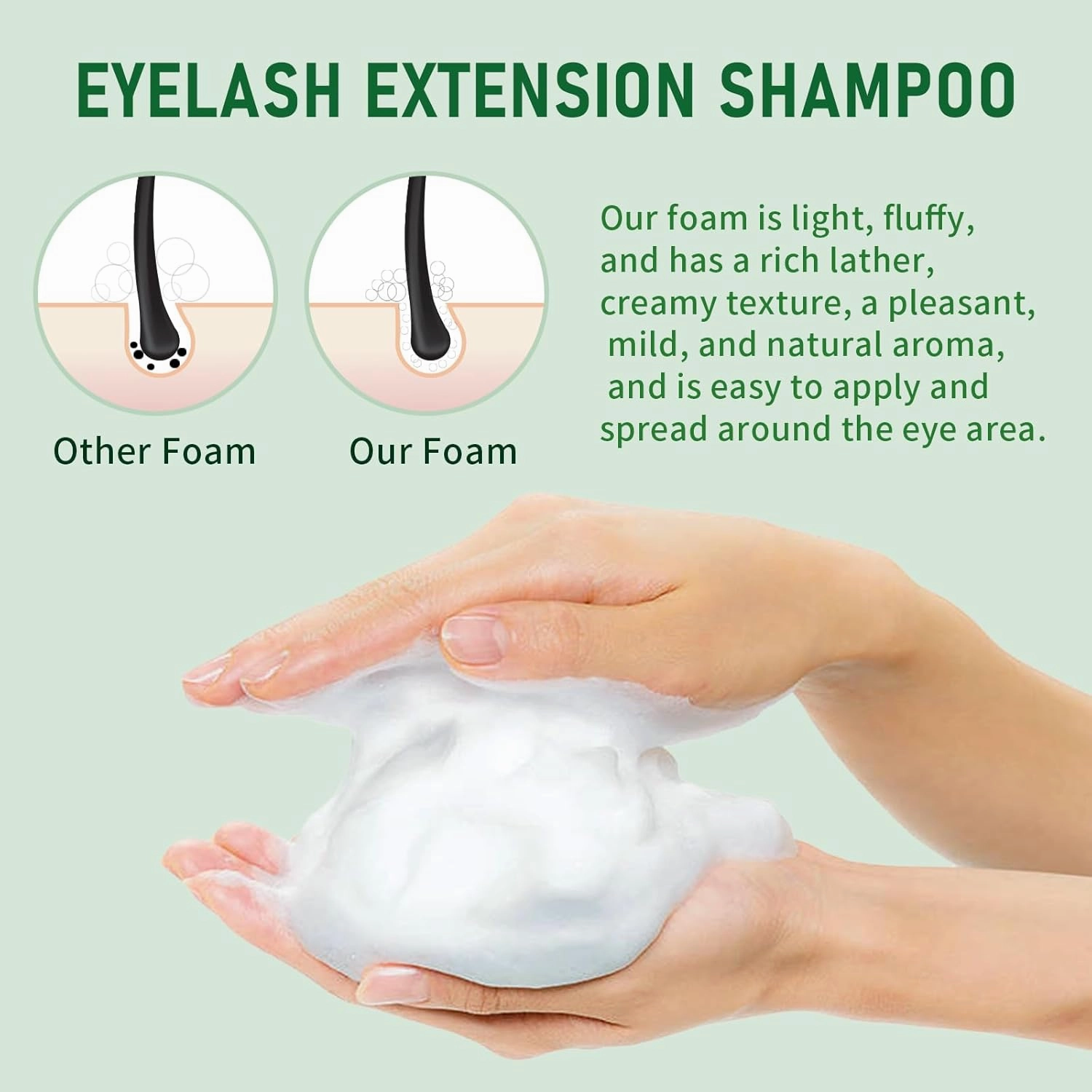 Lash Shampoo Bulk, Eyelash Cleanser for Extensions 1 Liter, Safe Makeup Remover, Non-irritating or Burning Formula Eyelid Foaming Cleanser for Professional Salon and Home Use (Aloe Vera-1L)
