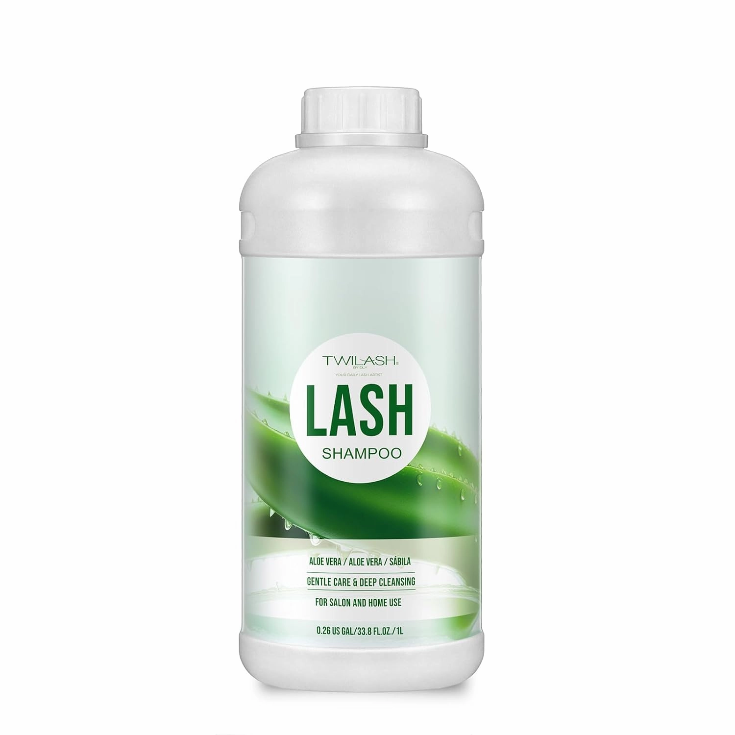 Lash Shampoo Bulk, Eyelash Cleanser for Extensions 1 Liter, Safe Makeup Remover, Non-irritating or Burning Formula Eyelid Foaming Cleanser for Professional Salon and Home Use (Aloe Vera-1L)