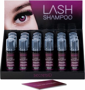 Lash Shampoo Kit for Salons, Lash Techs and Brow Stylists - Pack of 18 Prefilled Eyelash Extension Cleanser 2 Oz Foaming Bottles with Retail Display and Aftercare Cards - Fragrance Free