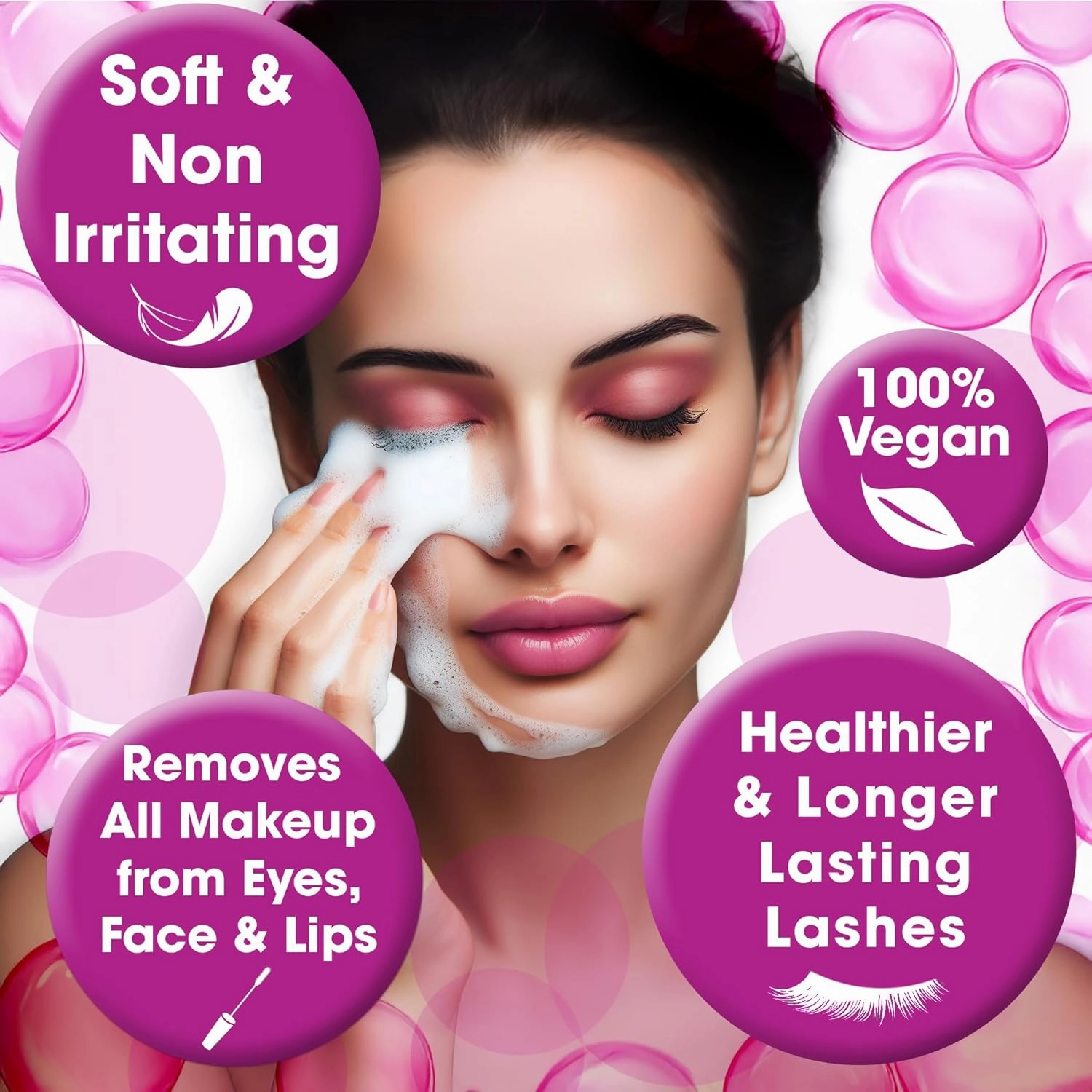 Lash Shampoo Kit for Salons, Lash Techs and Brow Stylists - Pack of 18 Prefilled Eyelash Extension Cleanser 2 Oz Foaming Bottles with Retail Display and Aftercare Cards - Fragrance Free