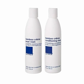 LATHER Bamboo Crème Hair Wash | Essential Oils Shampoo   Bamboo Crème Rinse Conditioner | Natural Shampoo and Conditioner Set with Essential Oils for Dry & Color-Treated Hair