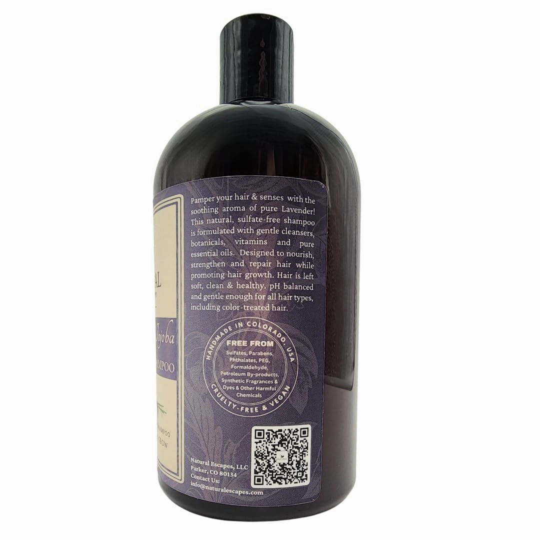 Lavender & Jojoba Repairing Shampoo | Natural Sulfate Free Shampoo for Hair Growth, Hair Loss, Dry, Color Treated Hair, Healthy Scalp | 16oz