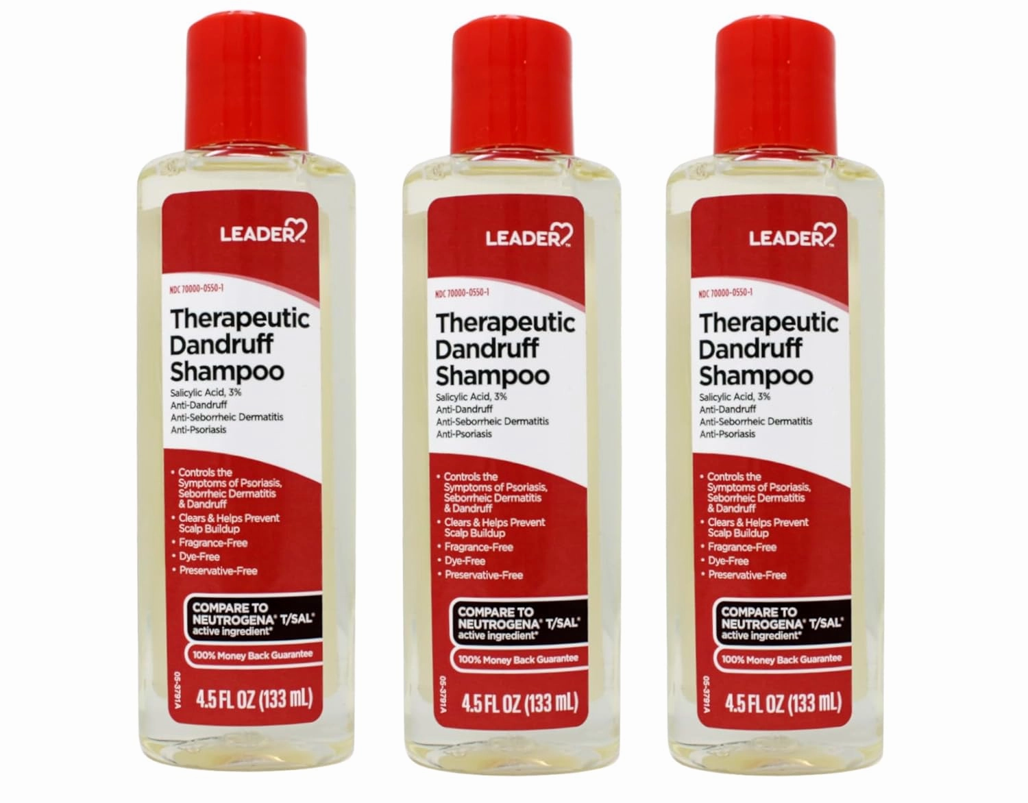 Leader Therapeutic Dandruff Shampoo Anti-Dandruff, Anti-Seborrheic Dematitis and Anti-Psoriasis - salicylic acid Shampoo 4.5 Fl Oz (133 ml) (4.5 Fl OZ (Pack of 3))