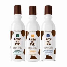 Leche Pal Pelo Rizos/Afro Specialized Shampoo Nourishing Hair Repair Mask Thermalprotectant Champu Especializado Mascarilla Nutritiva Termoprotector 14.9oz-440ml x3 (Set/Kit 14.9oz-440ml x3)
