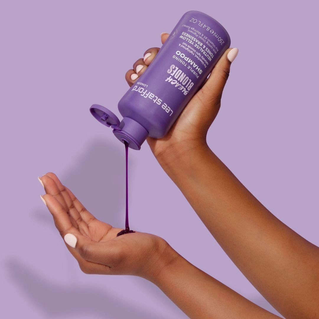 Lee Stafford Purple Toning Shampoo | Bleach Blonde Collection - Best Toner Cleanser, Neutralizes Brassy & Yellow, Great for Color Treated, Silver, & Grey, Hydrating for Dry, Damaged Hair, 16.9 Fl Oz