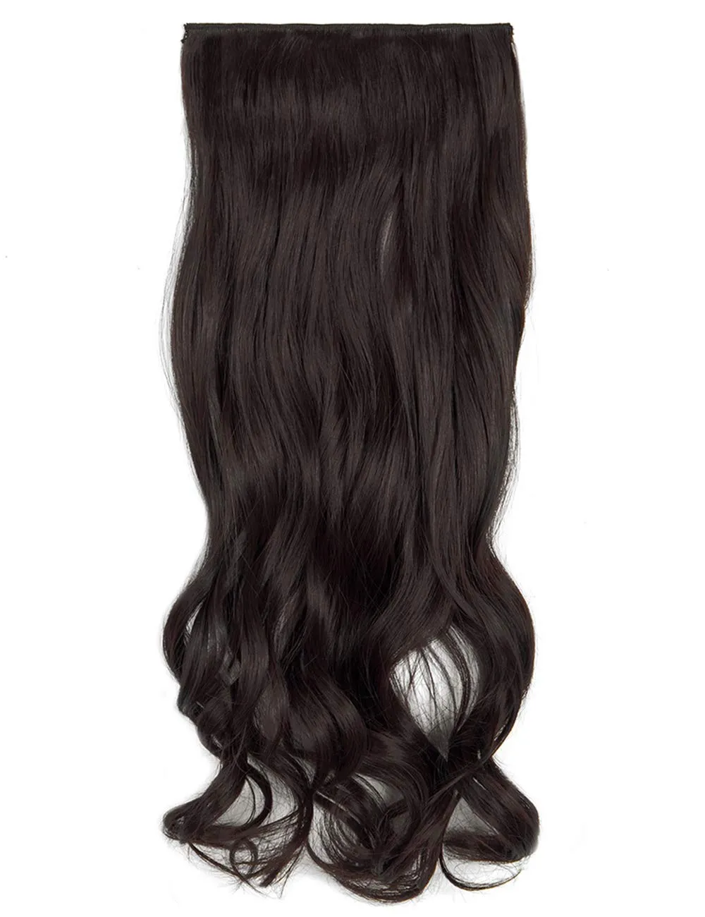 LELINTA 18" Curly Wavy 4 Pieces Set Thick Clip in on Synthetic Hair Extensions Hairpieces for Women Dark Brown